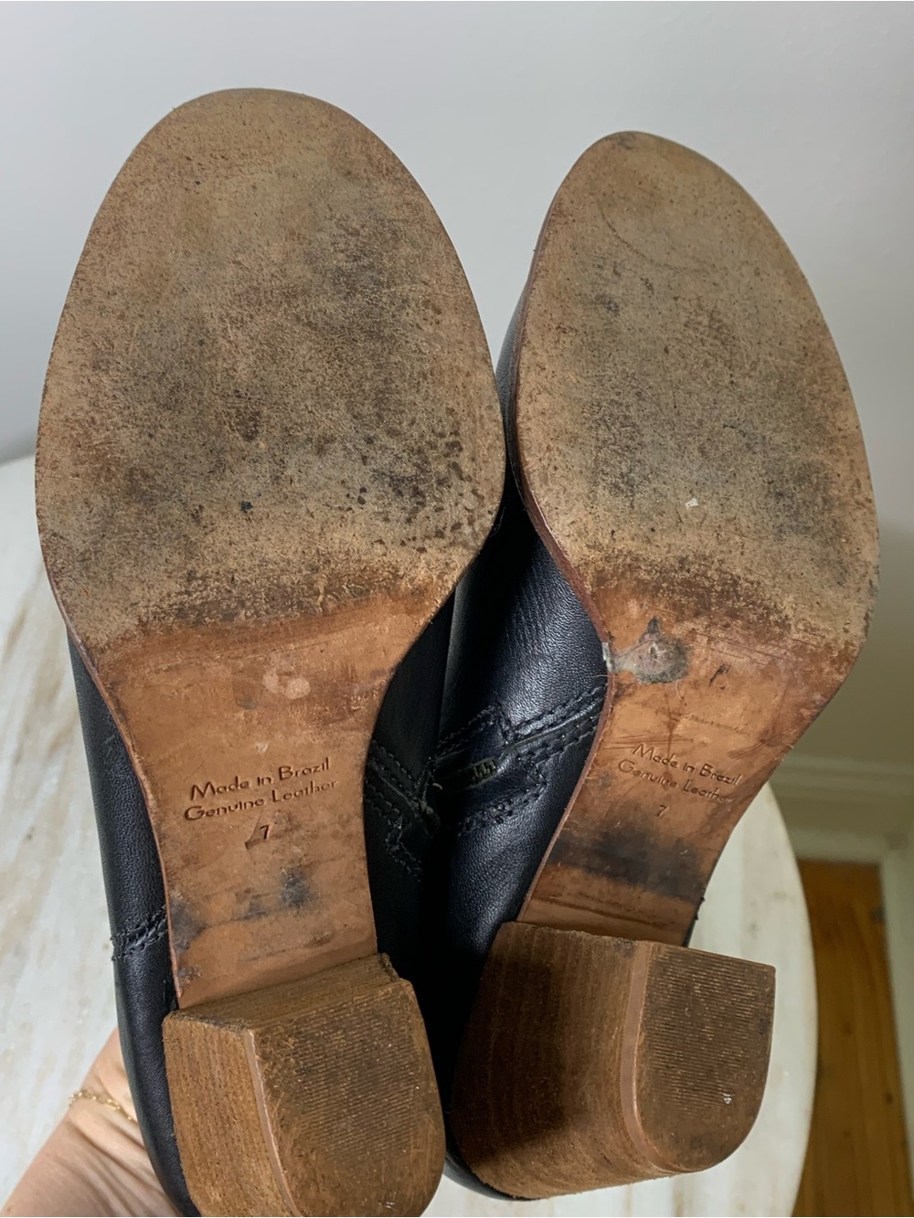 Madewell boot ankle “The Billie” black Leather style f5044 Stacked Sole - Picture 9 of 11